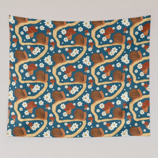 Item preview, Daisy Snail Pattern - Blue designed and sold by doodlebelleart.