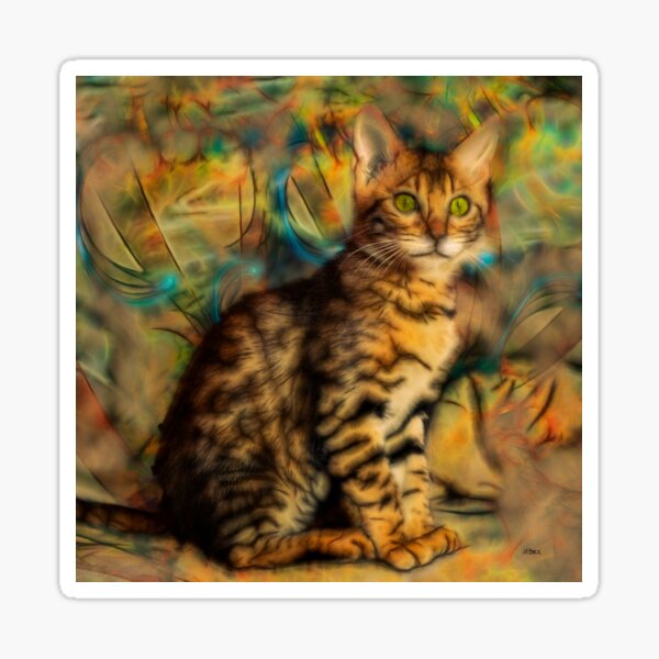 Bengal Kitten (Square Version) - By John Robert Beck Sticker