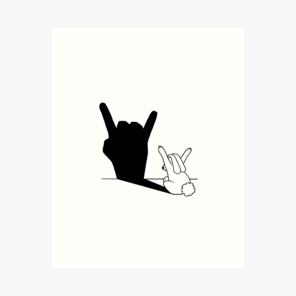 Aperçu de l'œuvre Rabbit Rock and Roll Ombre à la main créée et vendue par mobiiart.