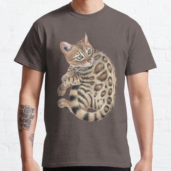 Bengal Kitten Cat Cute Tabby Exotic Watercolor Art Classic T-Shirt