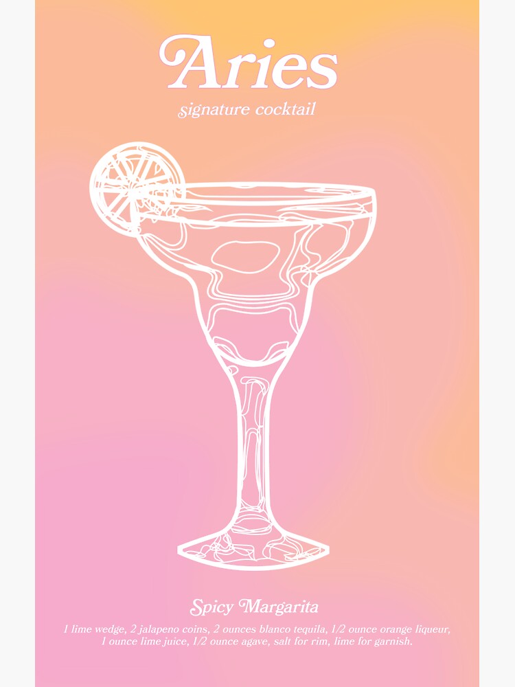 "Aries zodiac signature cocktail spicy margarita pastel pink aesthetic