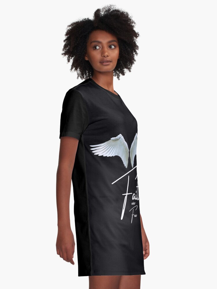 Alternate view of Faith over Fear (Black Background) Graphic T-Shirt Dress