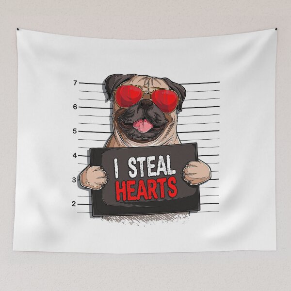 Item preview, Valentines Day Pug Dog, I Steal Hearts, Matching Couple Valentines Day Dog Lovers designed and sold by tincho86tb.
