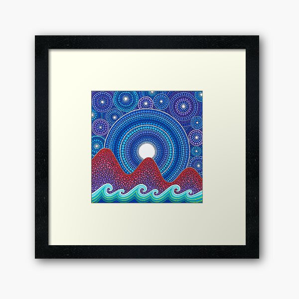3 mountains and a moon Framed Art Print