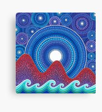 3 mountains and a moon Canvas Print