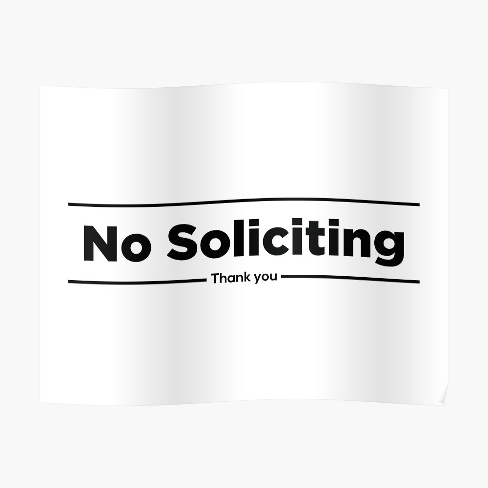 White Large All Quality Designer NO Soliciting Thank You Sign 