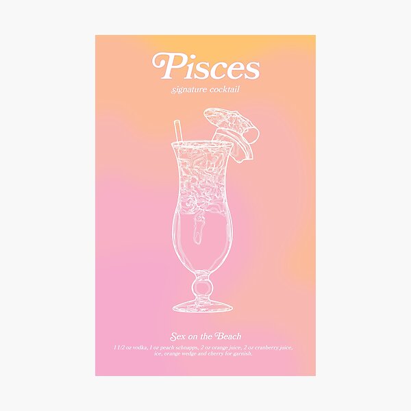 Pisces Zodiac Signature Cocktail Sex On The Beach Pastel Pink