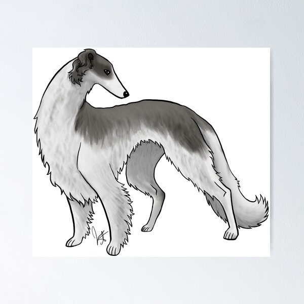 Item preview, Dog - Borzoi - Black and White designed and sold by Jennifer Stolzer.