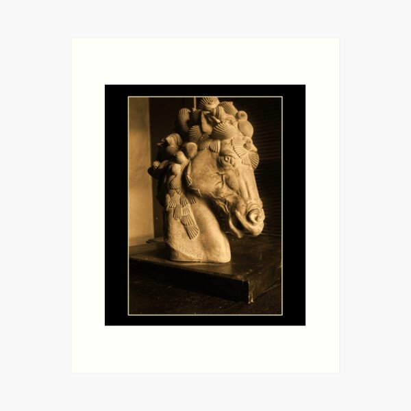 Item preview, Classical Horse Head Statue With Seashell Mane Design designed and sold by EarthArtDesigns.