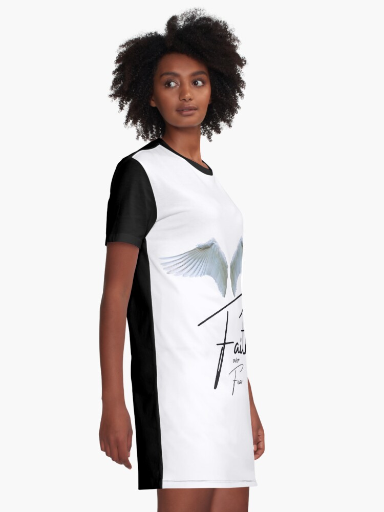 Alternate view of Faith over Fear (White Background) Graphic T-Shirt Dress