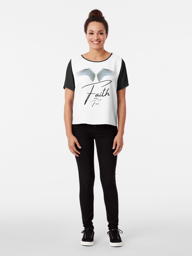 Alternate view of Faith over Fear (White Background) Chiffon Top