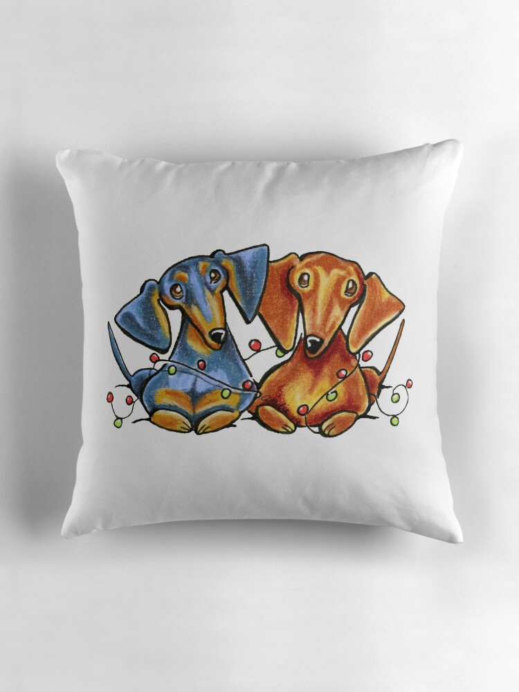 dachshund christmas throw pillows