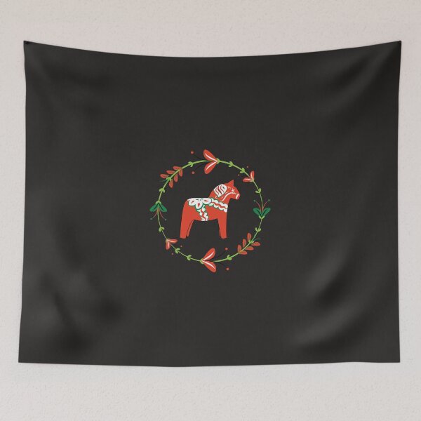 Item preview, Dala Horse with Swedish Folk Art Wreath Classic designed and sold by larowfg.