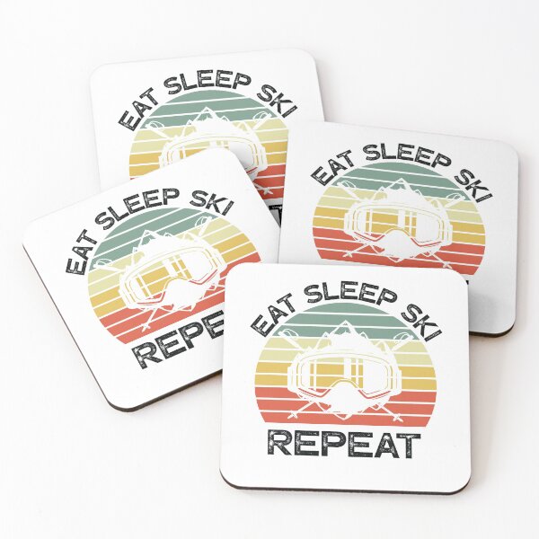 Item preview, Eat Sleep Ski Repeat Vintage Sunset Skier - Skiing Quotes designed and sold by husseiN-IQ.