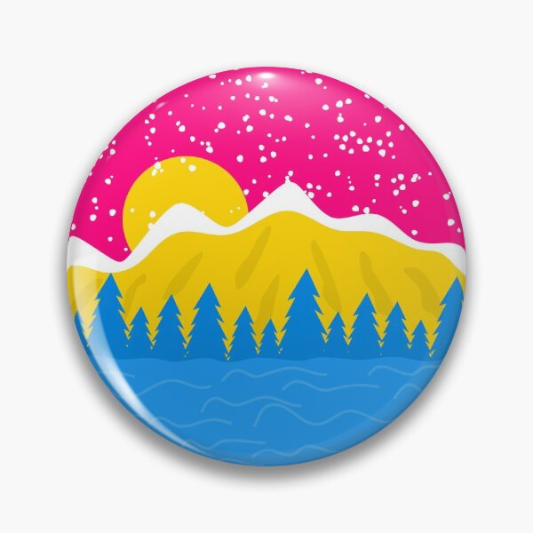 Item preview, Pansexual Pride Flag Mountain Landscape Snow Lake Sunset designed and sold by cashewdays.