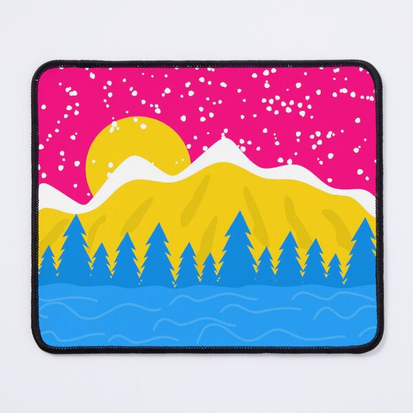 Item preview, Pansexual Pride Flag Mountain Landscape Snow Lake Sunset designed and sold by cashewdays.
