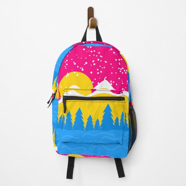 Item preview, Pansexual Pride Flag Mountain Landscape Snow Lake Sunset designed and sold by cashewdays.