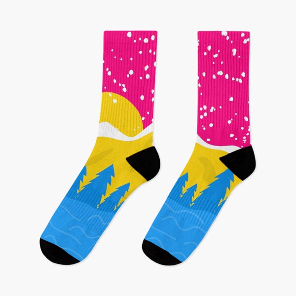 Item preview, Pansexual Pride Flag Mountain Landscape Snow Lake Sunset designed and sold by cashewdays.