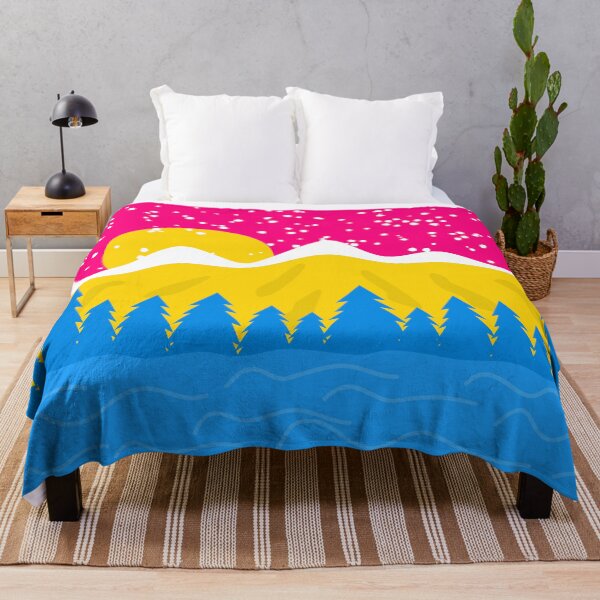 Item preview, Pansexual Pride Flag Mountain Landscape Snow Lake Sunset designed and sold by cashewdays.