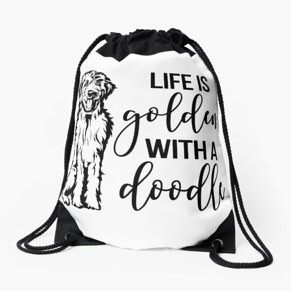 Life Is Golden With A Doodle Drawstring Bag