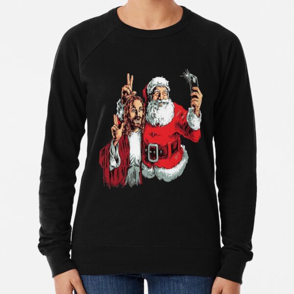Vista previa del artículo con la obra «Selfie de Jesús y Santa», diseñado y vendido por shaggydawgg.
