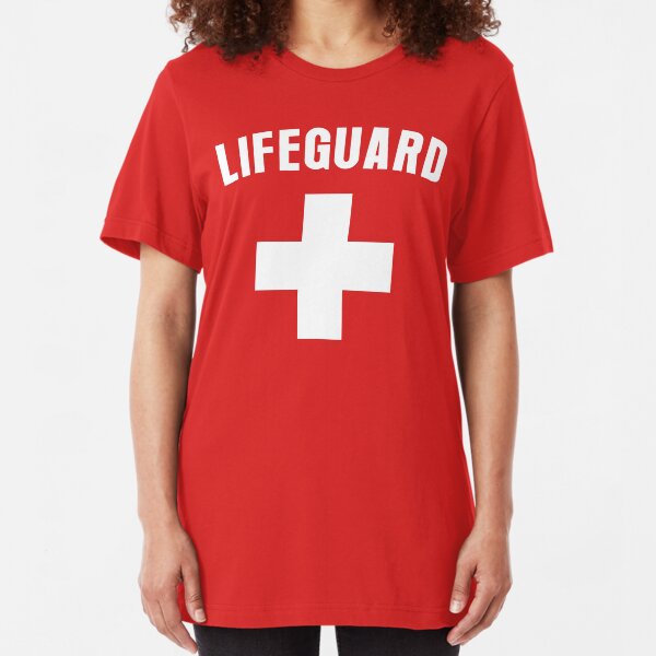 Party Costume Halloween Life Guard Red Cross Mens White Long Sleeve T-Shirt