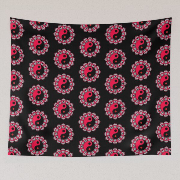 Item preview, RED BLACK HEALING LOTUS YIN YANG PSYCHEDELIC MANDALA designed and sold by samArtline.