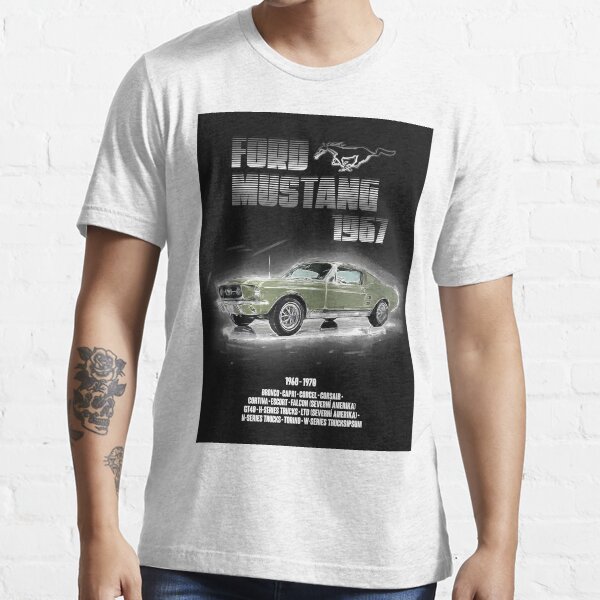 T-shirt Uomo Logo Auto Ford Mustang Horse. Grigio Scuro. Taglia