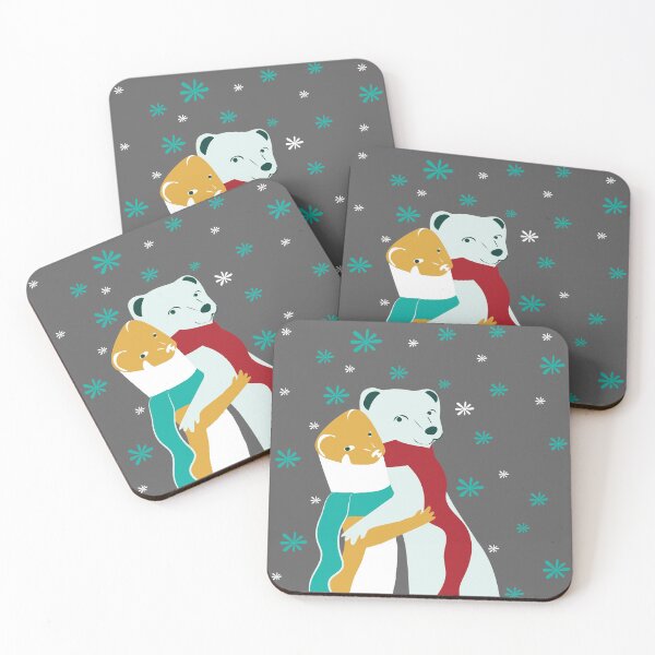 Item preview, Mustelid Christmas Weasel Hugs Grey and Gold designed and sold by belettelepink.