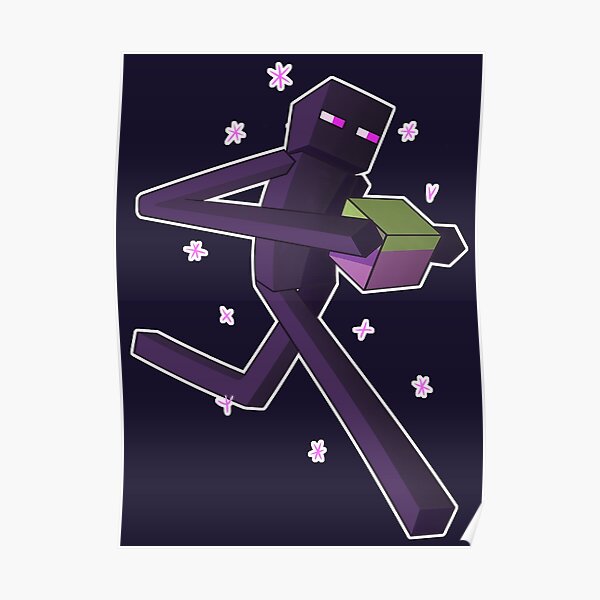 "Enderman with Grass Block" Poster for Sale by ddkart Redbubble