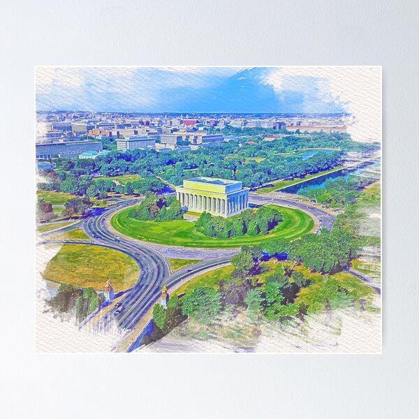 Item preview, National Mall,Lincoln Memorial Watercolor Painting designed and sold by Dingy Designs.