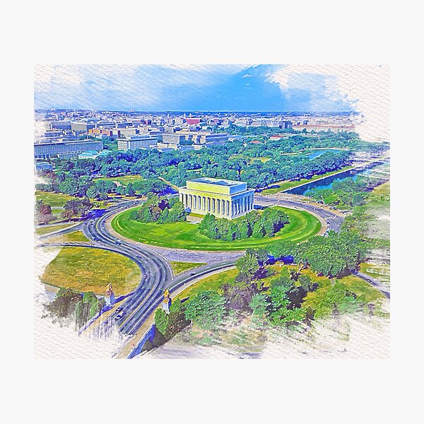 Artikelvorschau, National Mall, Lincoln Memorial Aquarellmalerei entworfen und verkauft von Dingy Designs.