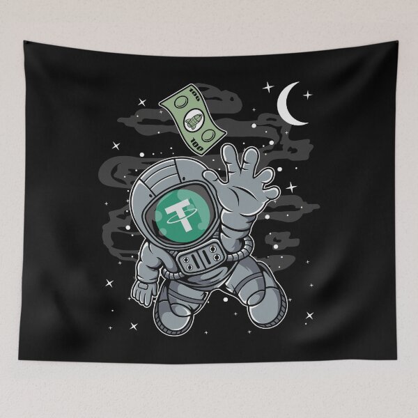 Item preview, Astronaut Reaching Out Tether USDT Coin To The Moon Crypto Token Cryptocurrency Blockchain Wallet HODL designed and sold by AdamRoberts90.