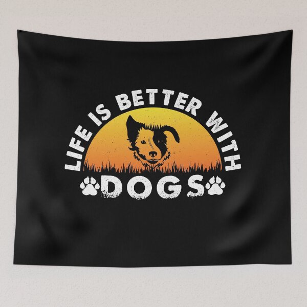 Item preview, Life Is Better with Dogs - Retro Vintage Cool Design Gift Idea for Dog Lovers designed and sold by Prince - Bestseller ★★★★★.
