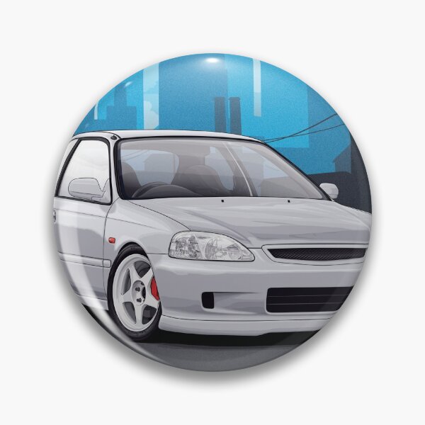 Item preview, EK Civic illustration with cityscape background designed and sold by ArtyMotive.