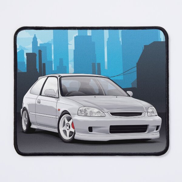 Item preview, EK Civic illustration with cityscape background designed and sold by ArtyMotive.