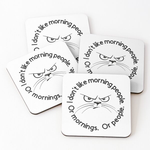 Item preview, I Don't Like Morning People, or Mornings, or People - Funny Cat Face Illustration Gift Idea for Cat Lovers designed and sold by Prince - Bestseller ★★★★★.