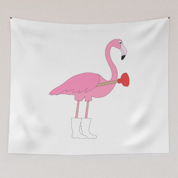 Item preview, Flamingo Plumber on White designed and sold by Digitaldingo.