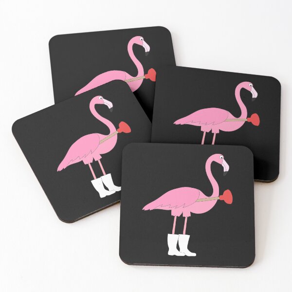 Item preview, Flamingo Plumber on Black designed and sold by Digitaldingo.