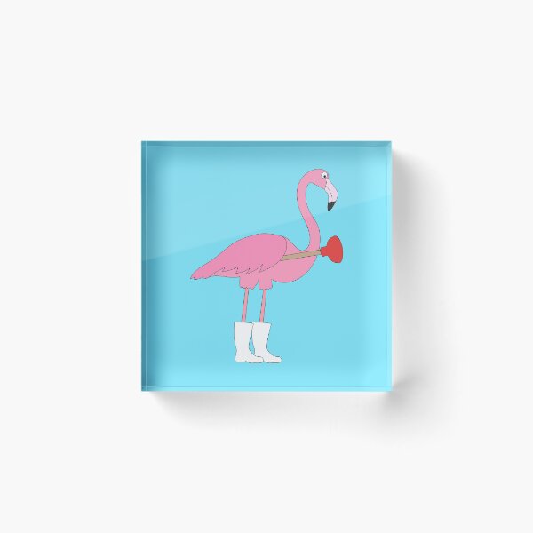 Item preview, Flamingo Plumber on Blue designed and sold by Digitaldingo.