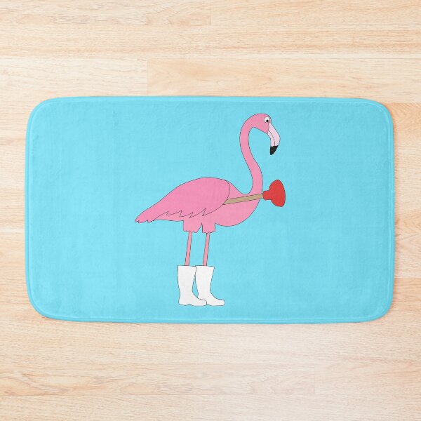 Item preview, Flamingo Plumber on Blue designed and sold by Digitaldingo.