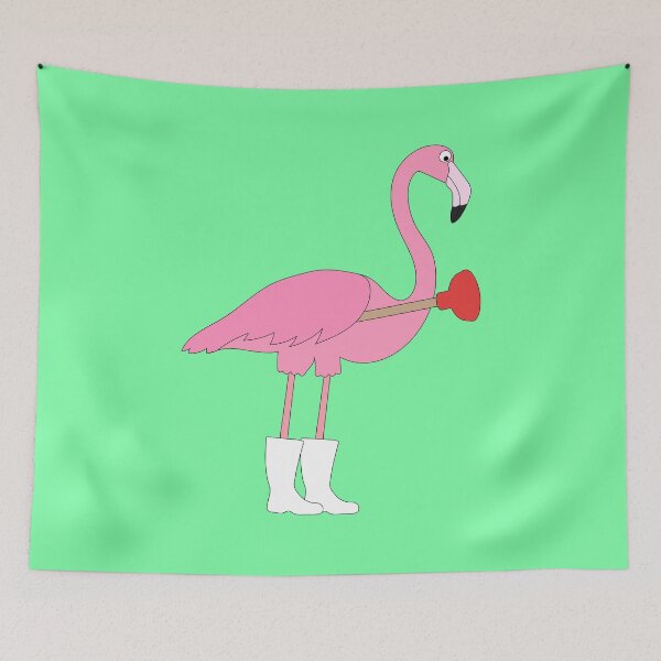Item preview, Flamingo Plumber on Green designed and sold by Digitaldingo.