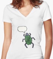 cartoon giant beetle Women's Fitted V-Neck T-Shirt
