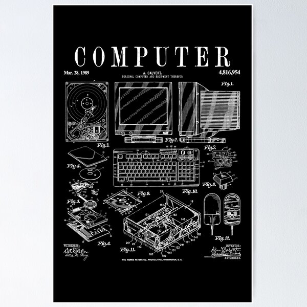 Artikel-Vorschau von Computer Gamer Geek Vintage IT PC Hardware Patentdruck, designt und verkauft von GrandeDuc.