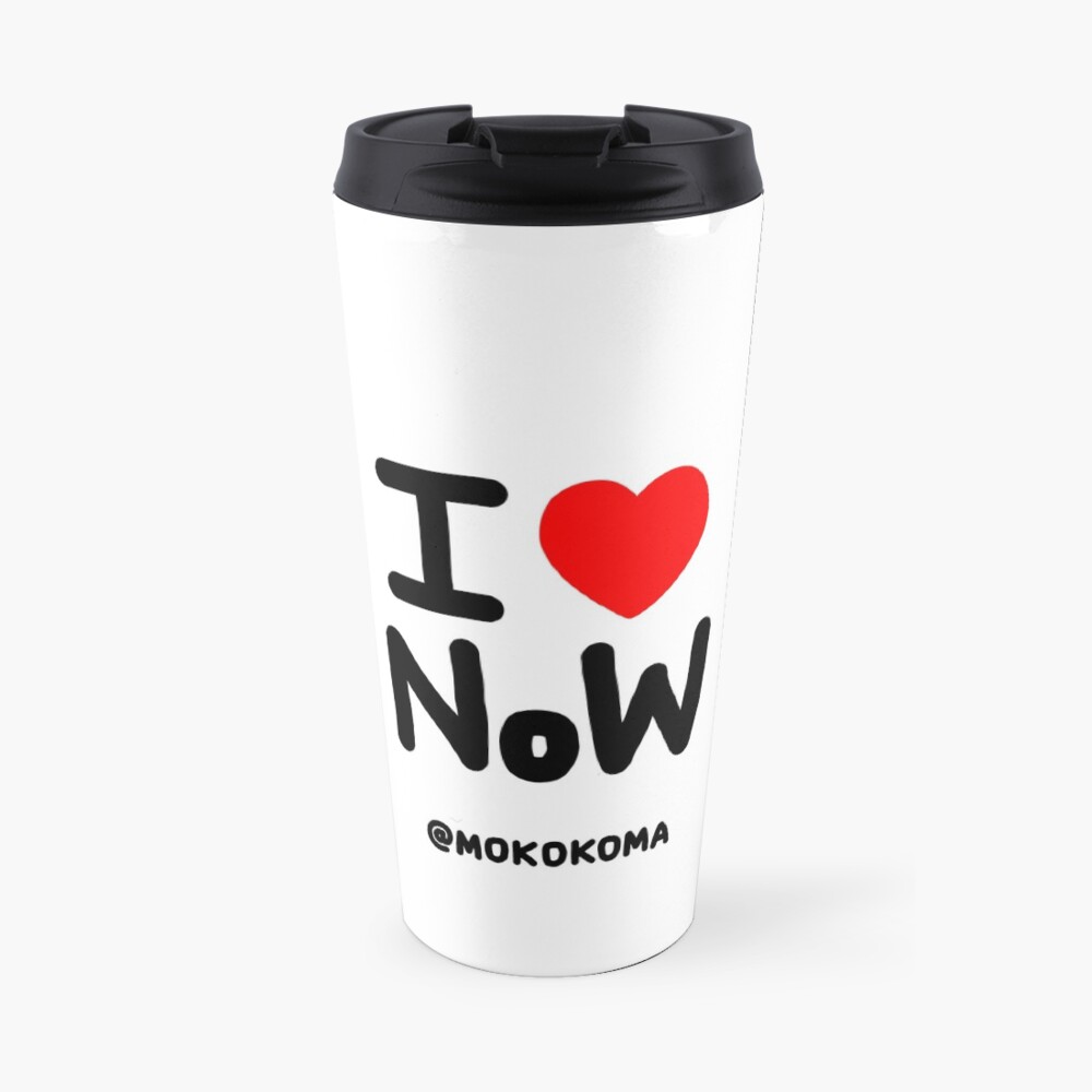 I LOVE NoW (Black Text) Travel Coffee Mug