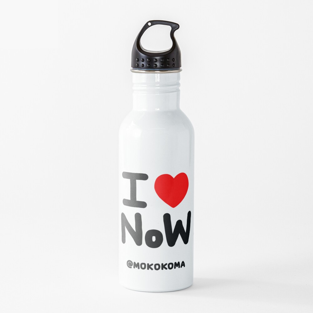 I LOVE NoW (Black Text) Water Bottle