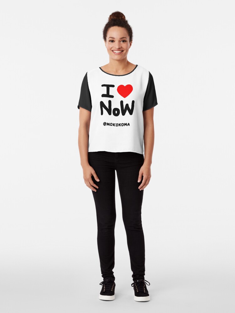 Alternate view of I LOVE NoW (Black Text) Chiffon Top