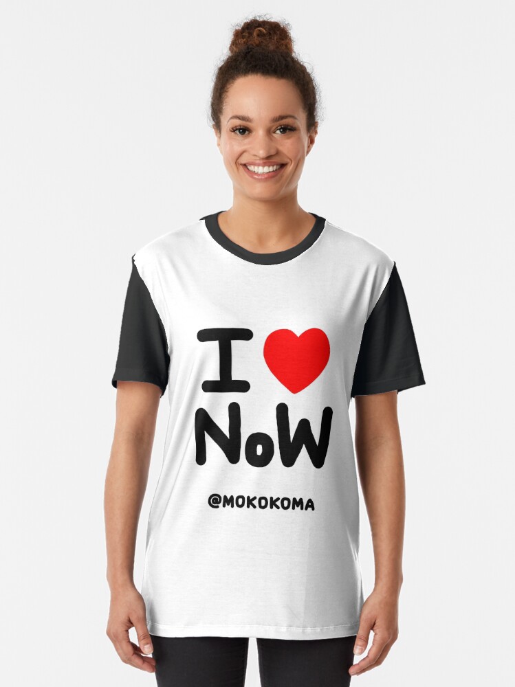 Alternate view of I LOVE NoW (Black Text) Graphic T-Shirt