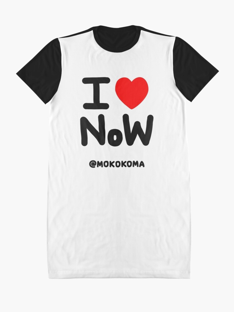 Alternate view of I LOVE NoW (Black Text) Graphic T-Shirt Dress