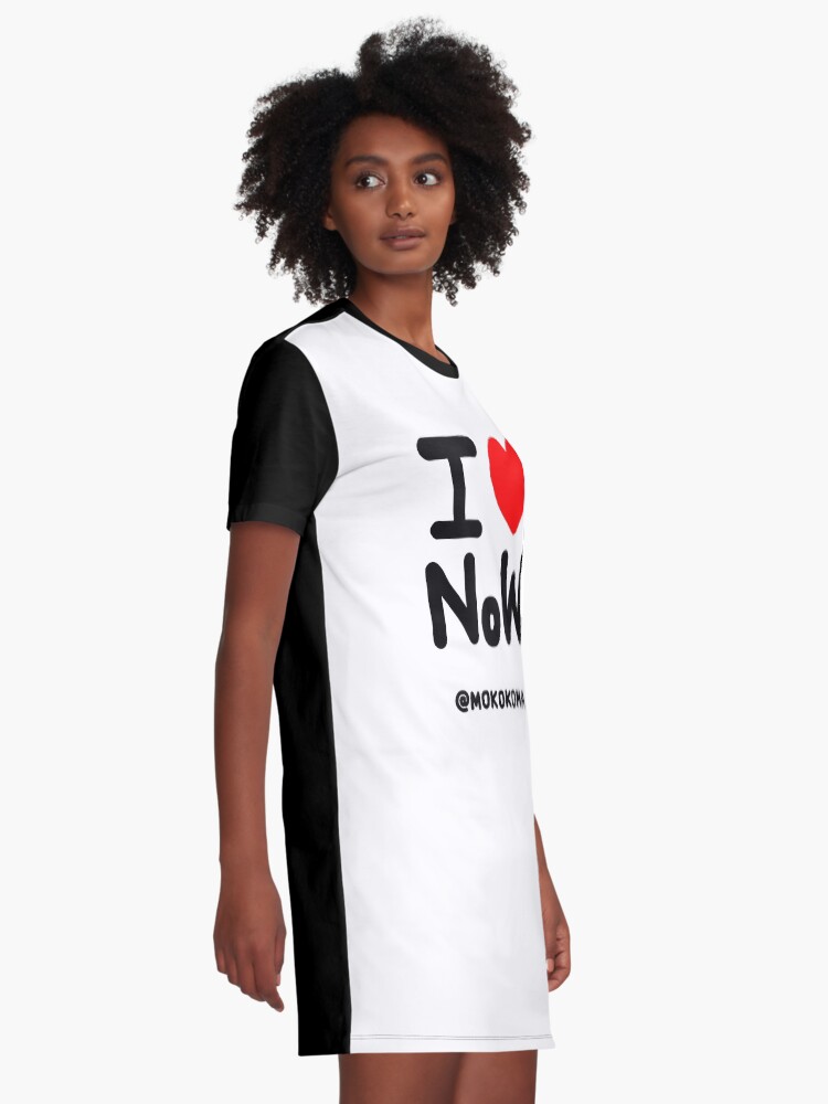 Alternate view of I LOVE NoW (Black Text) Graphic T-Shirt Dress